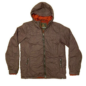 Prana Mens Small Burgundy Redmond Insulated Double Zip Primaloft Quilted Jacket